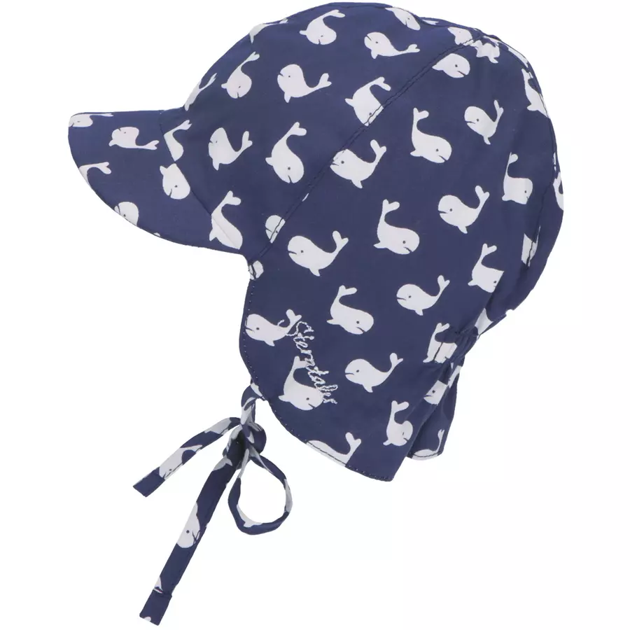 Sterntaler Schirmmütze mit Nackenschutz Wale blau
