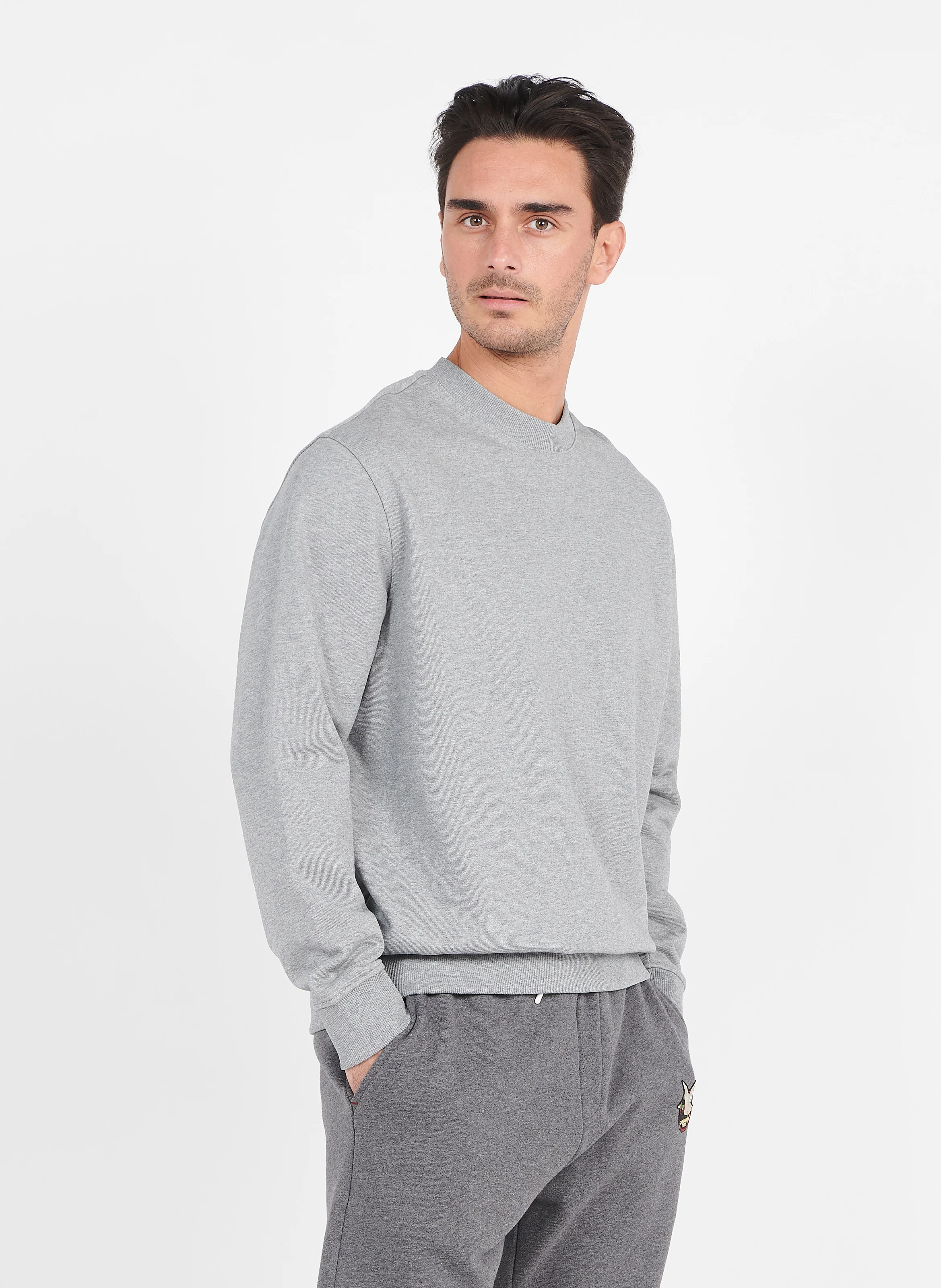 ISS22MSWE01 - Sweat col rond regular-fit en coton| Gris