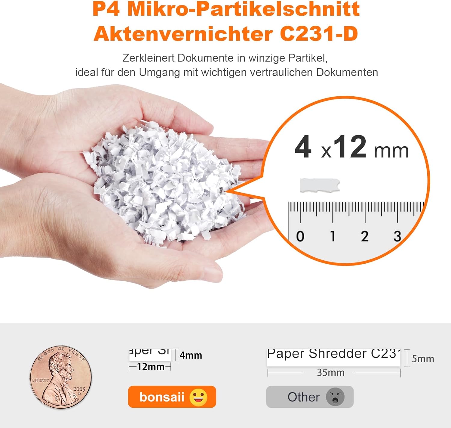 Bonsaii 100 Blatt Aktenvernichter mit Automatischer Zuführung, Mikroschnitt Schredder Aktenvernichter P4 mit Anti-Stau, Bis zu 30-Minuten-Dauerbetrieb, 16L-Behälter, für zu Hause und im Büro, C231-D