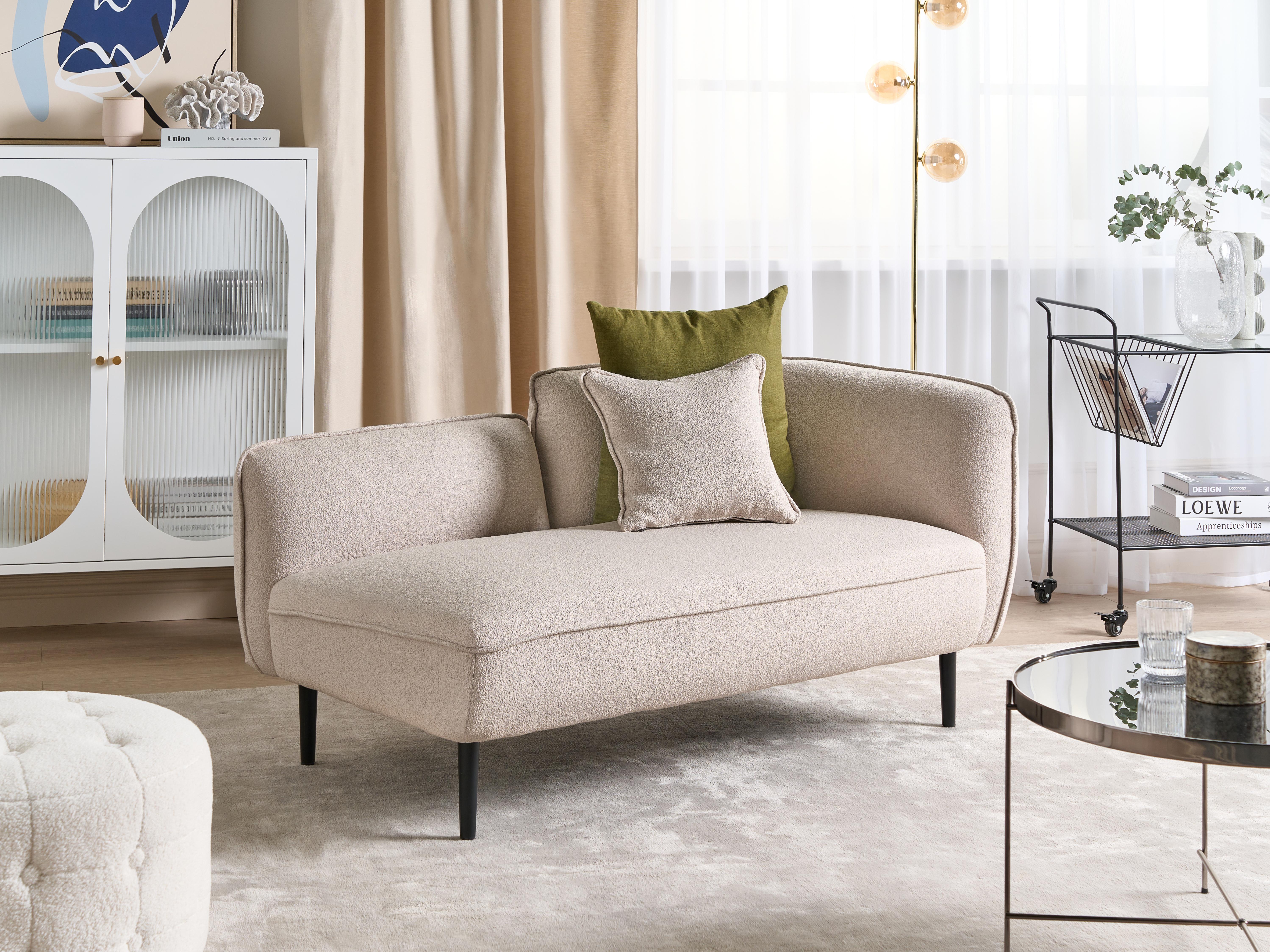 Rechtszijdige chaise longue CHEVANNES Bouclé Lichtbeige