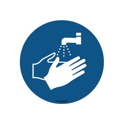 Take Care by CEP - Sticker de signalisation mural : lavage des mains obligatoire - 30 cm de diamètre