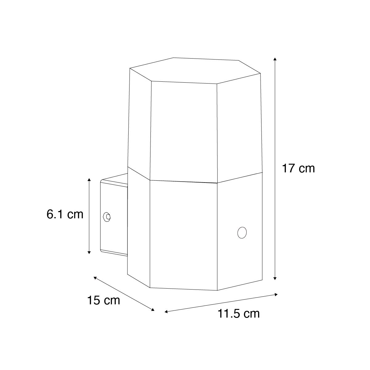 Buiten wandlamp zwart met smoke glas zeshoek en schemersensor - Denmark