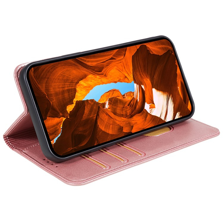iPhone 16e Leder Tasche Flip Cover mit Kartenfächer im Vintage Look - Roségold