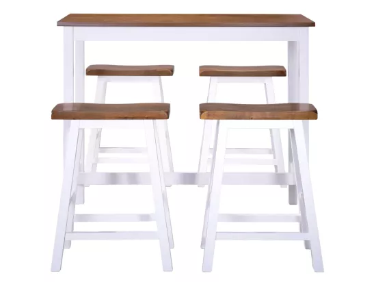Table et tabouret de bar 5 pcs Bois massif