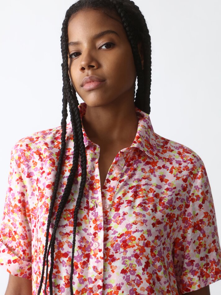 Vestido camisa evasê - Rosa
