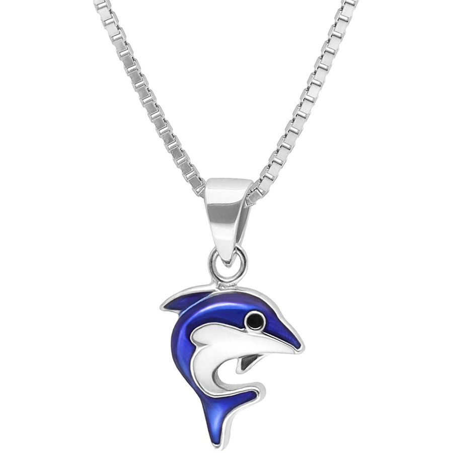 trendor Kinder-Halskette Silber 925 Collier mit Delfin-Anhänger silver