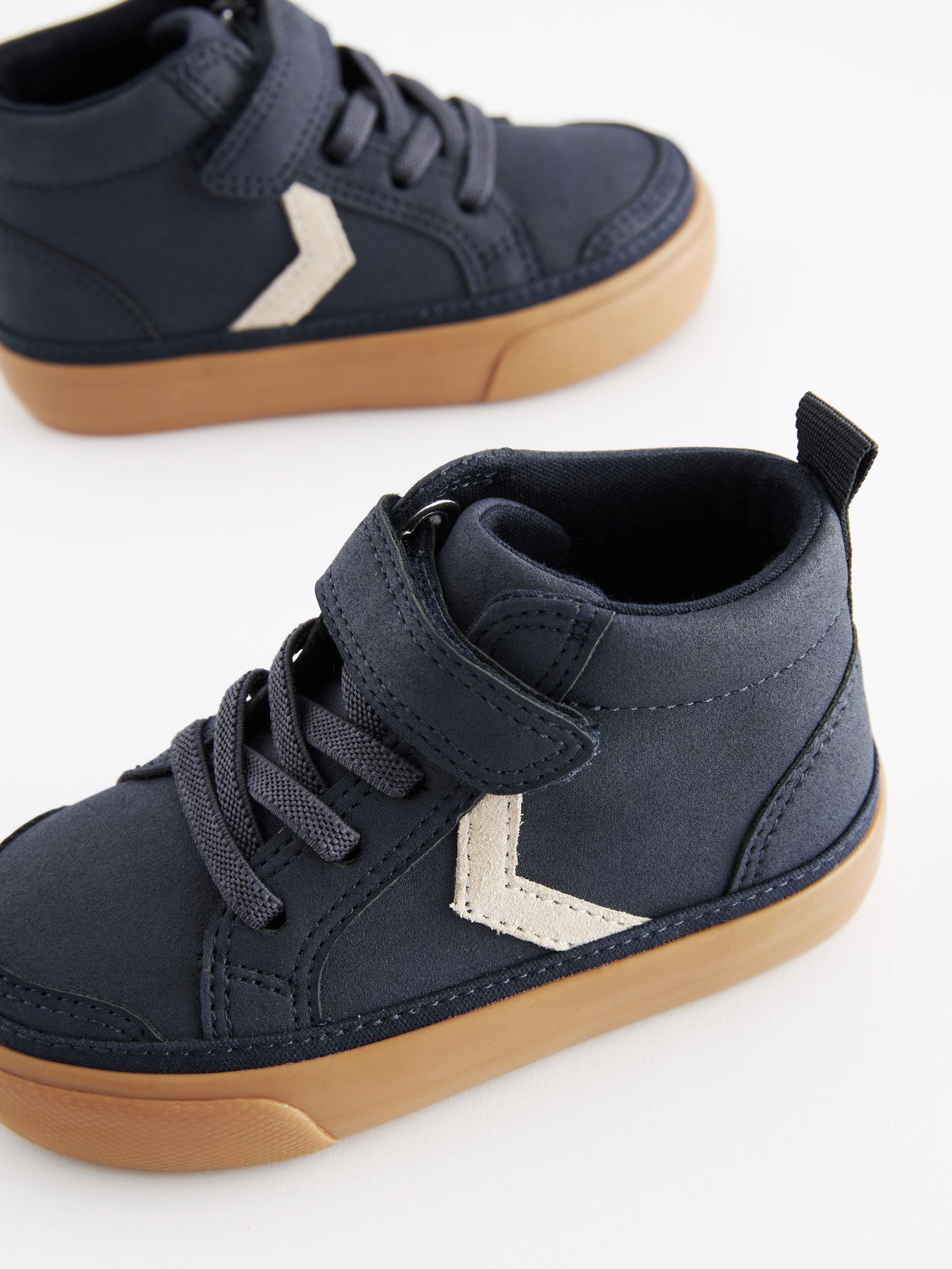 Donkerblauw - Schoenen met klittenbandsluiting, elastische veters en zigzagdetail