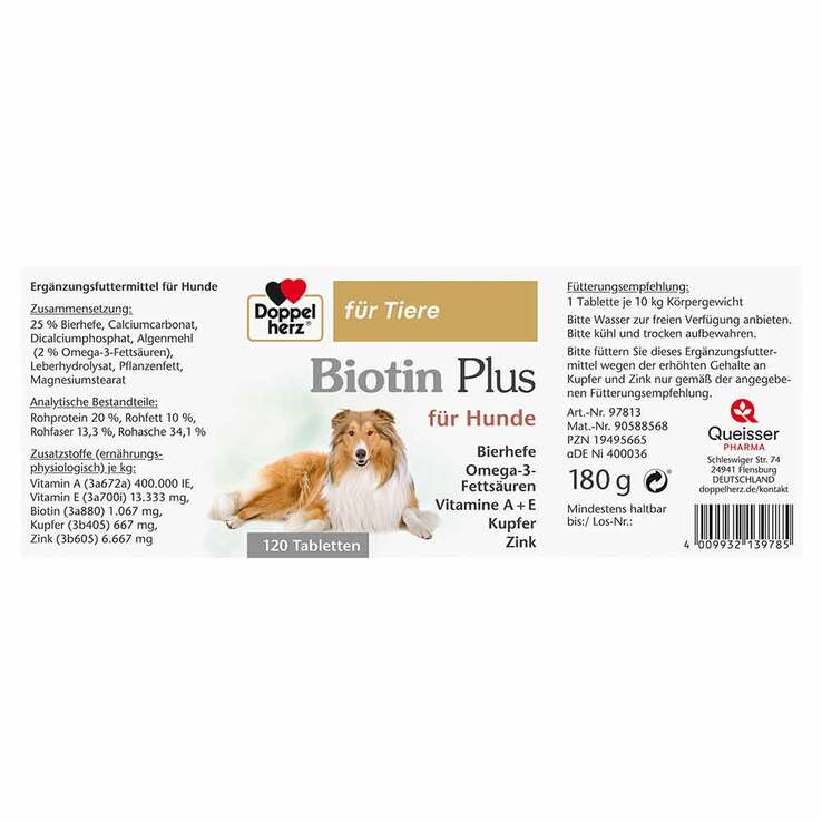 Doppelherz für Tiere Biotin Plus Tabletten für Hunde, 120 St