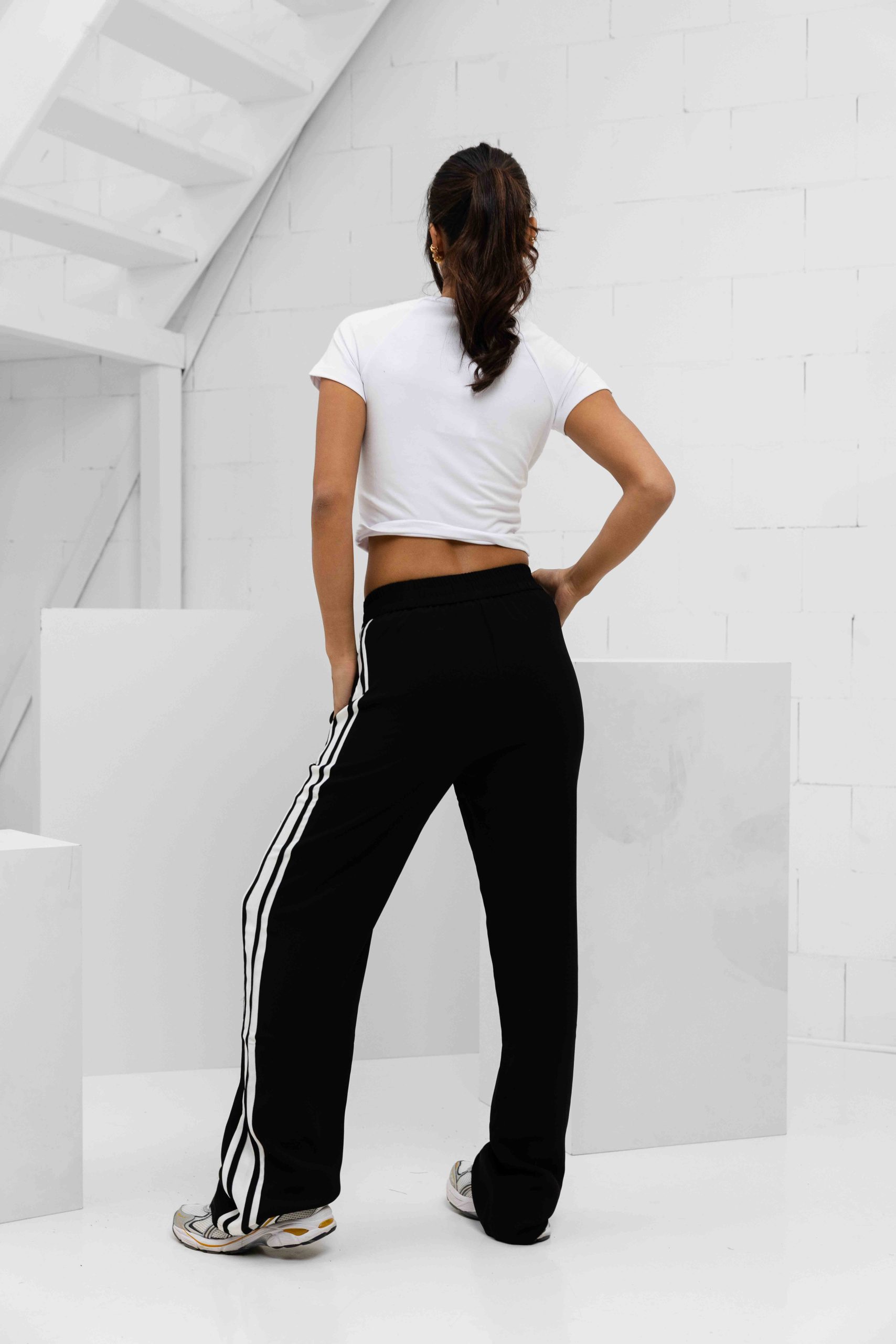 Malelions Studio Loose Fit Broek Dames Zwart/Wit