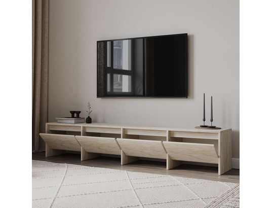 CONCEPT1 - Meuble TV Laris 180 travertin 180 x 35 x h40 cm