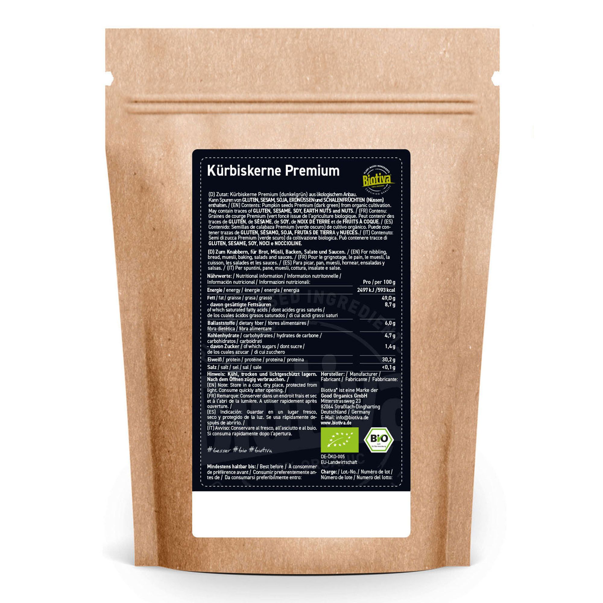Biotiva Kürbiskerne dunkelgrün Bio