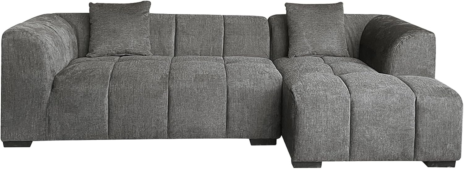 Riess Ambiente Modernes Ecksofa City - 245cm - Strukturstoff - grau - 3-Sitzer Couch inkl. Kissen Eckcouch Sofa Wohnlandschaft