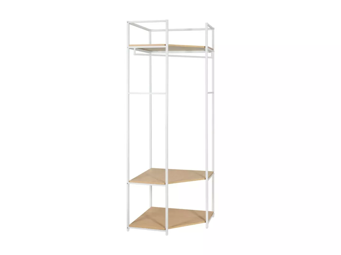 Portant d'angle bois et métal Blanc L70 x H200cm