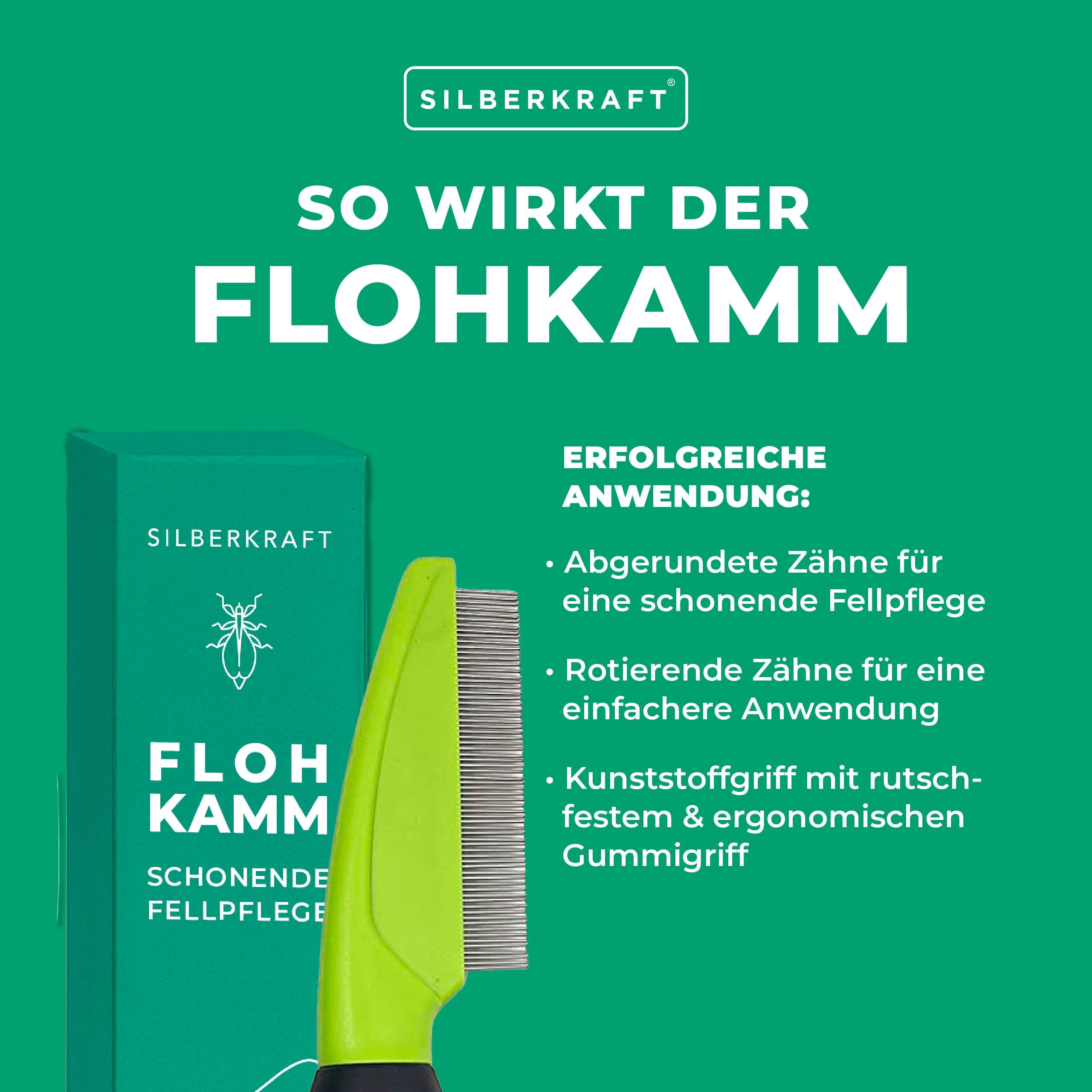 SILBERKRAFT Flohkamm Hund & Katze
