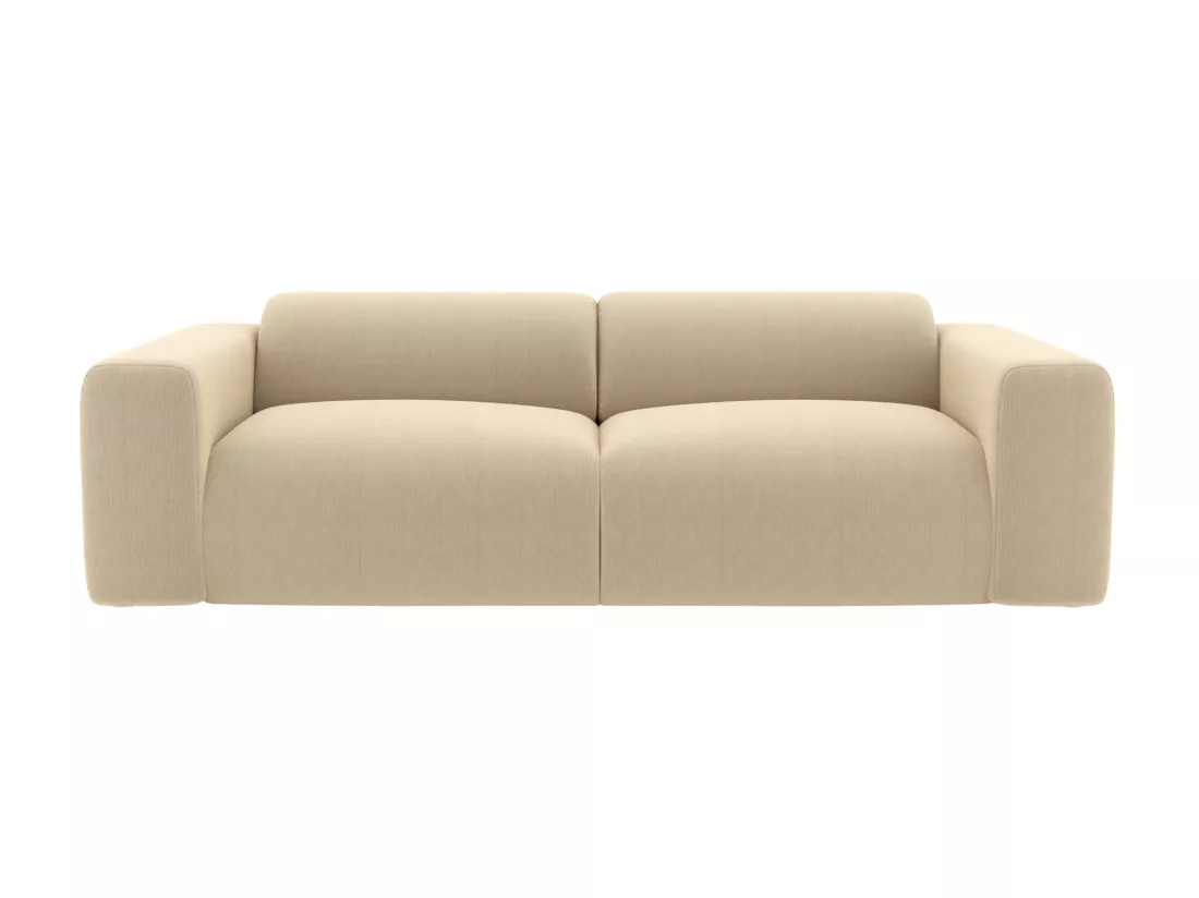 Canapé 3 places et pouf en tissu texturé beige POGNI de Maison Céphy