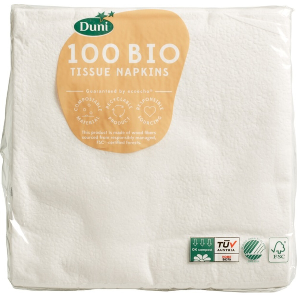 Duni Servetten 30x30 cm Wit100 stuks