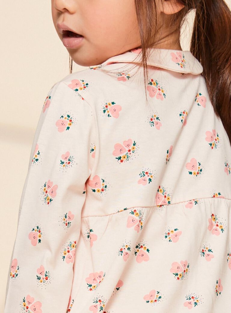 Ensemble pyjama rose pâle à coeur et fleur