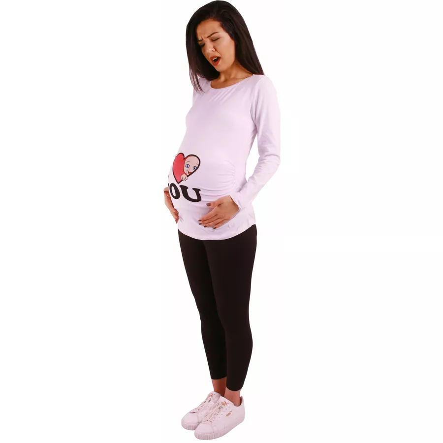 M.M.C. Umstandslangarmshirt I Love You mit Motiv Weiß