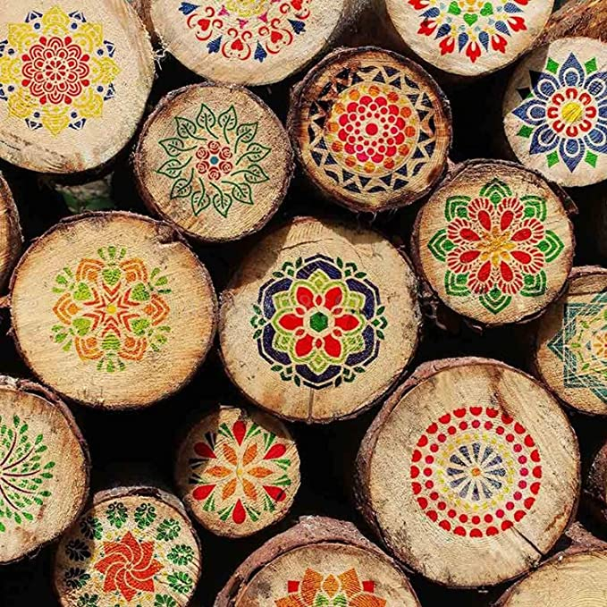 (16er Set) 15x15cm Zeichen Schablonen Wiederverwendbare DIY Mal Vorlagen - Mandala