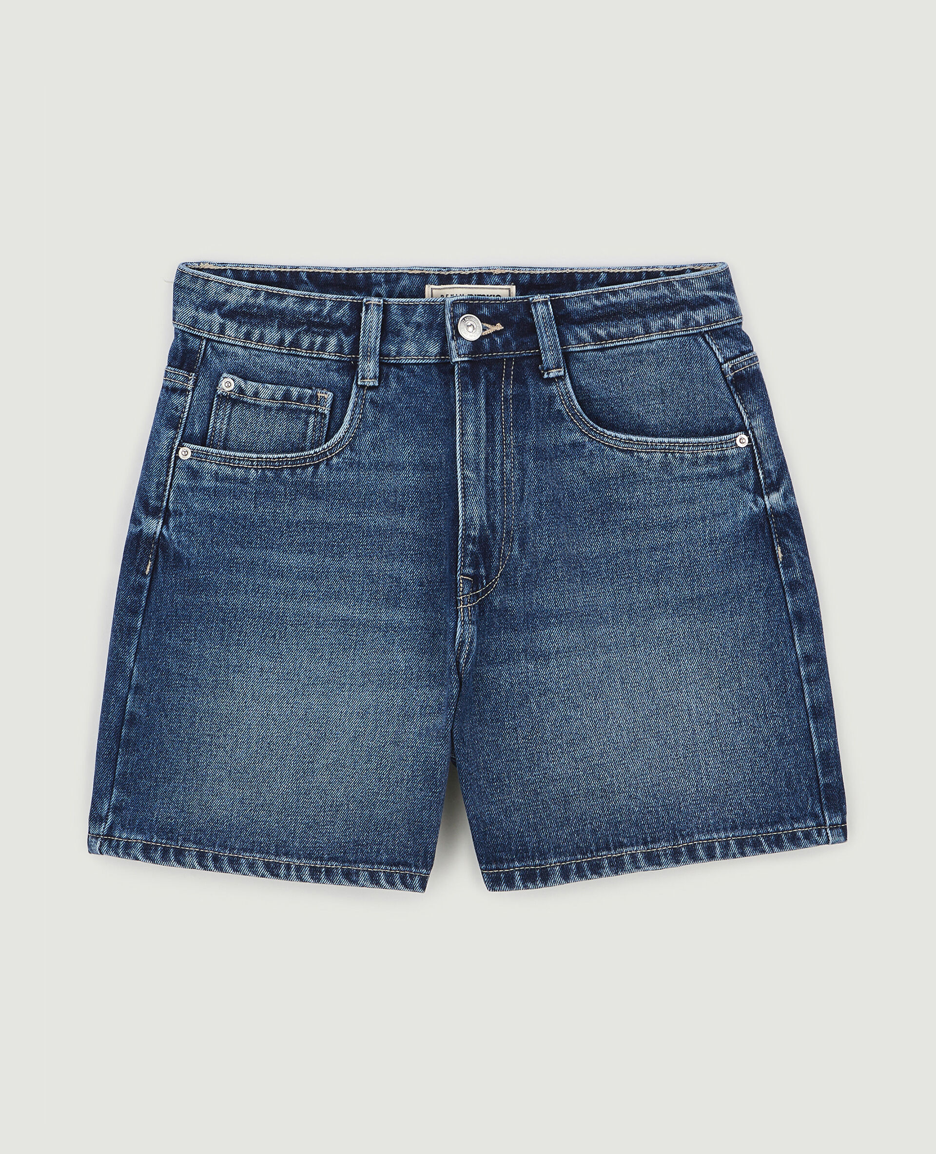 Short en jean taille haute - Bleu