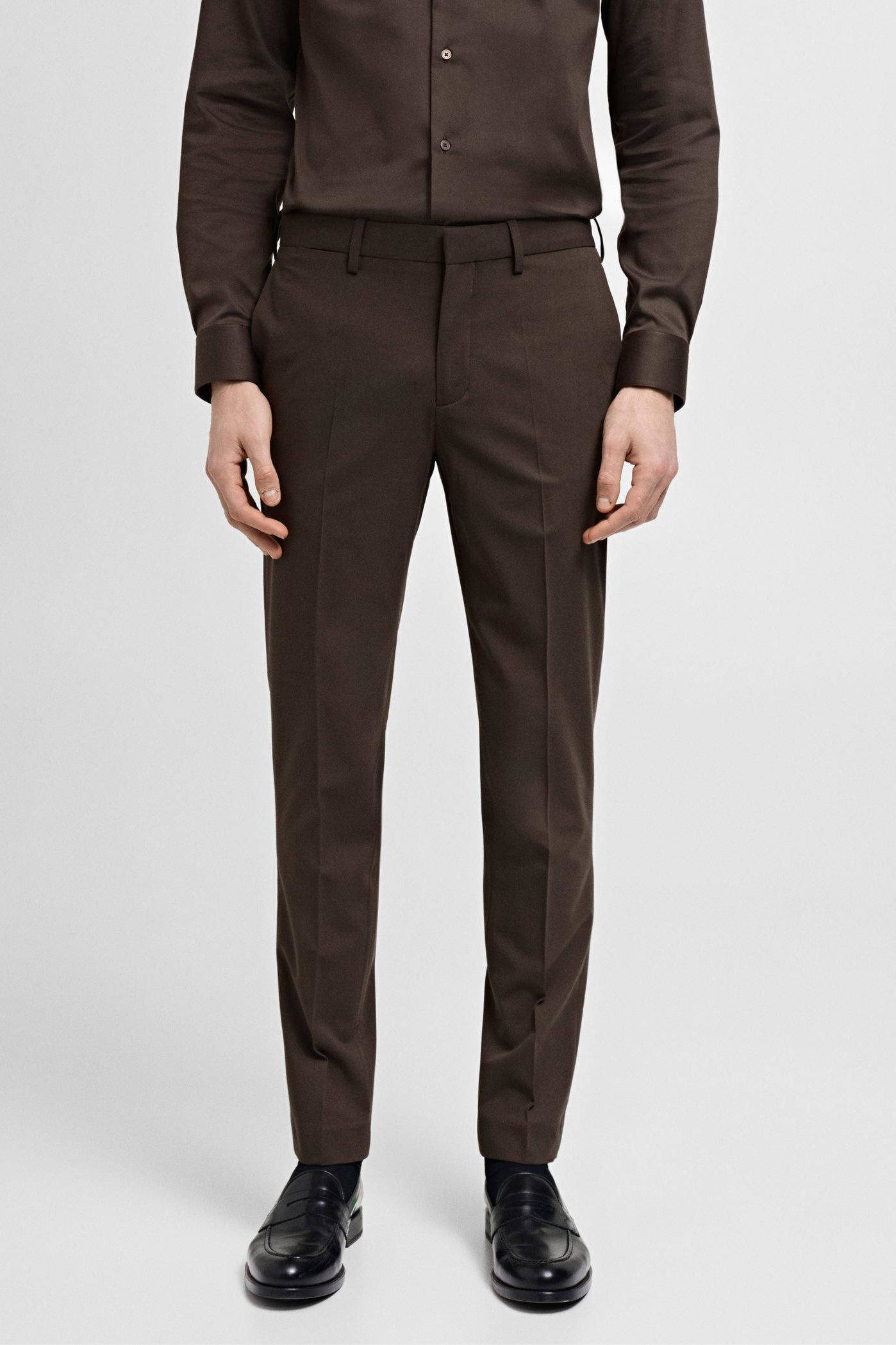 Mango Man slim pantalon bruin
