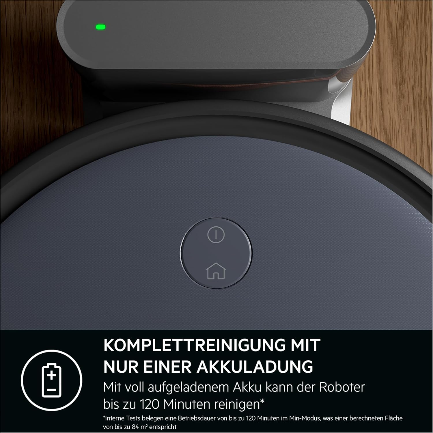 AEG AR61UW1DG Staubsaugerroboter, Gyroskop + Kamera, Lithium-Akku 14,4 V, Laufzeit 120 min, Wassertank 0,25 l, iOS/Android-App, 2 motorisierte Bürsten, Ladestation, Mops, Grau