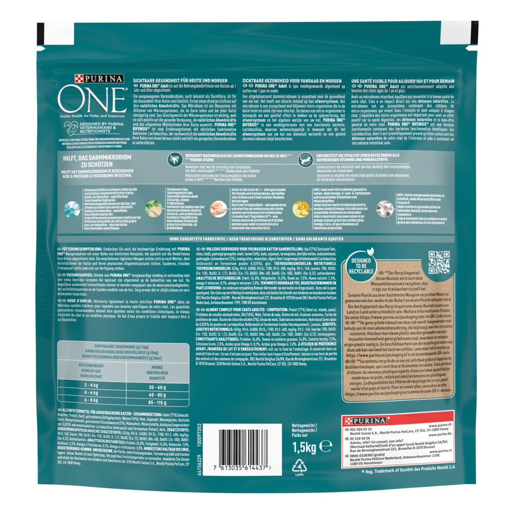 Purina ONE Adult Kip - Volkoren Granen1,5 kg