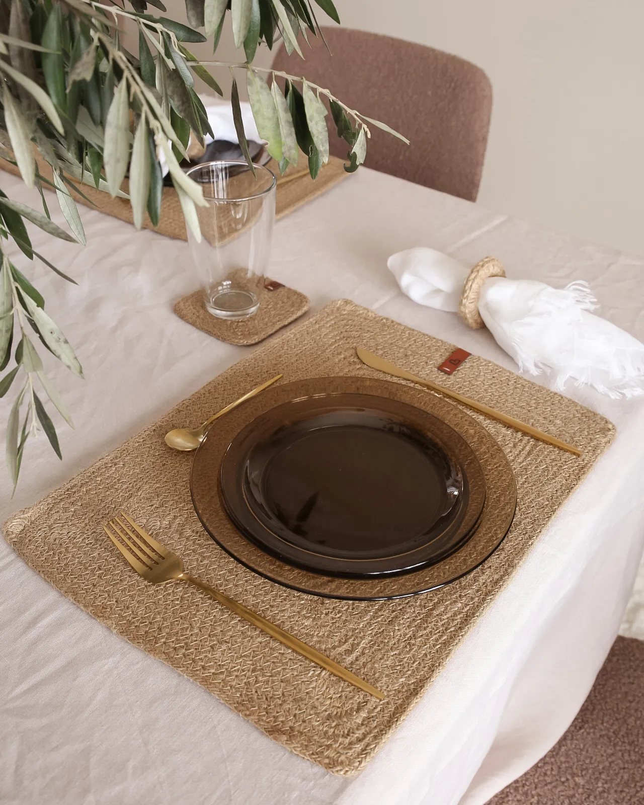 Placemats en onderzetters set SALTBUSH Natuurlijk Jute
