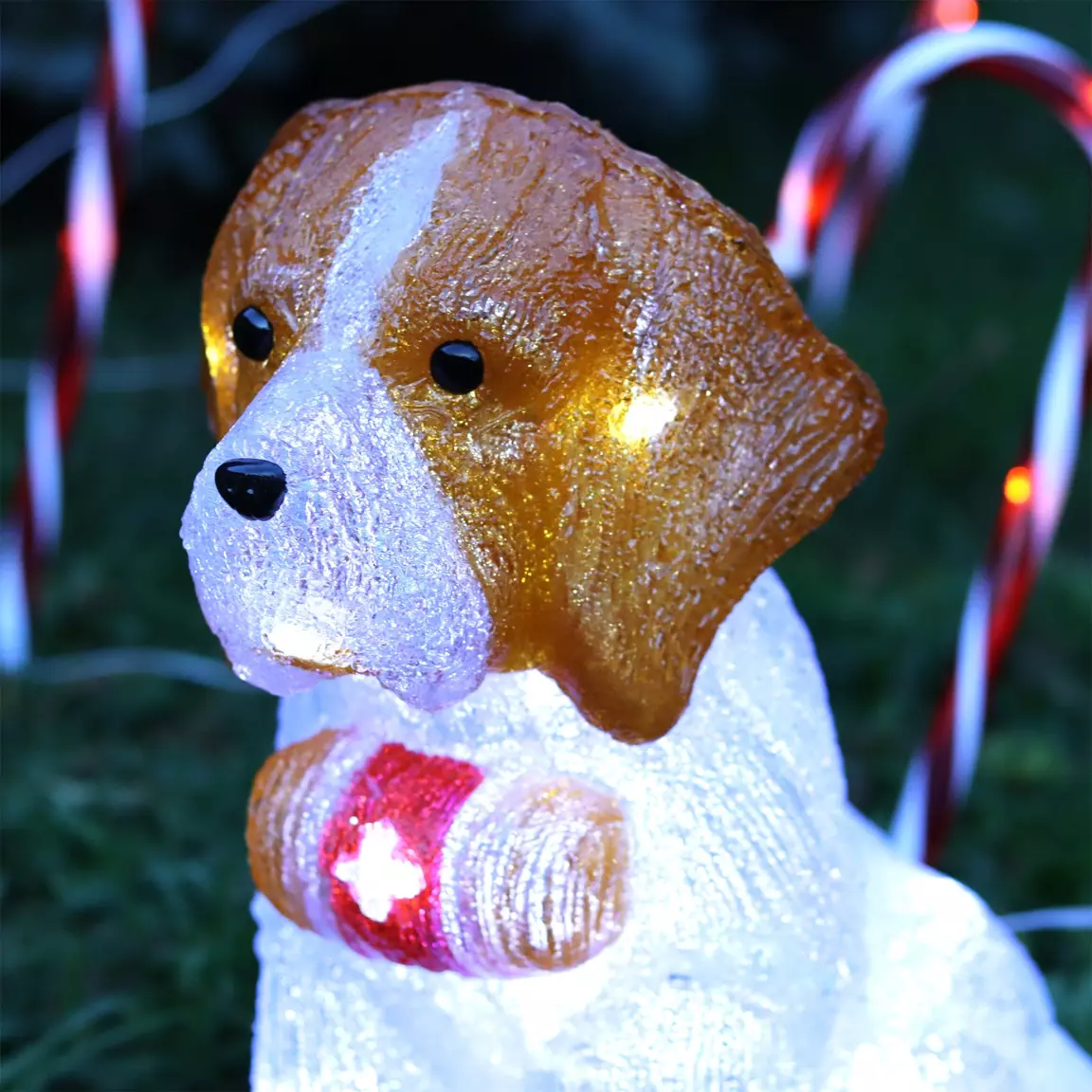 Chien lumineux 40 LED (H38 cm) Saint Bernard Blanc froid