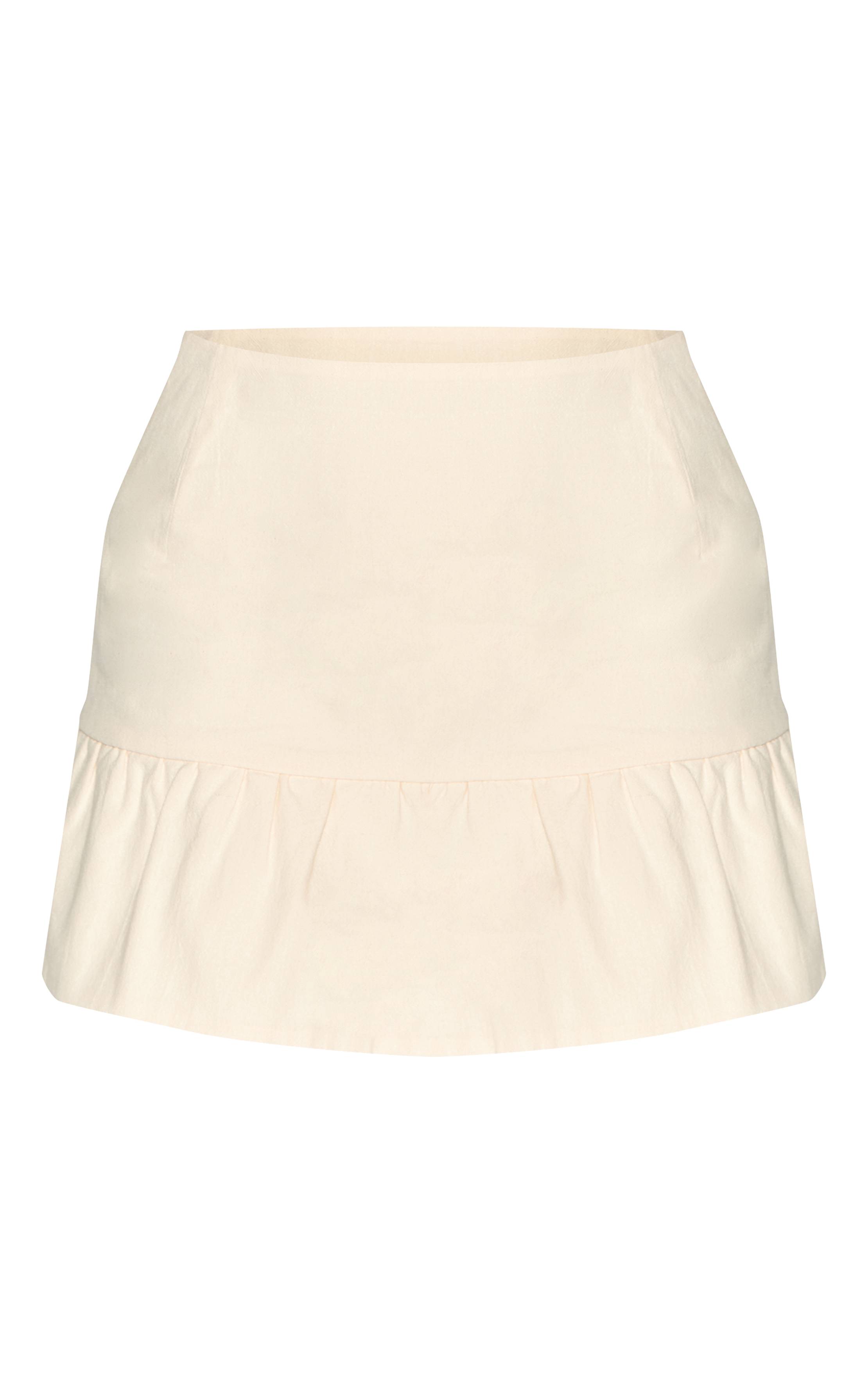 Crème Jupe Mini Bouffante À Ourlet Ballon Effet Lin Shape Co-ord
