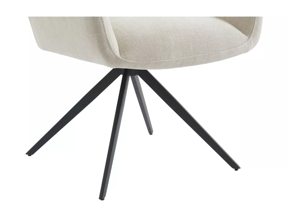 Lot de 6 chaises avec accoudoirs en tissu et métal noir - Beige - KARDESA de Maison Céphy