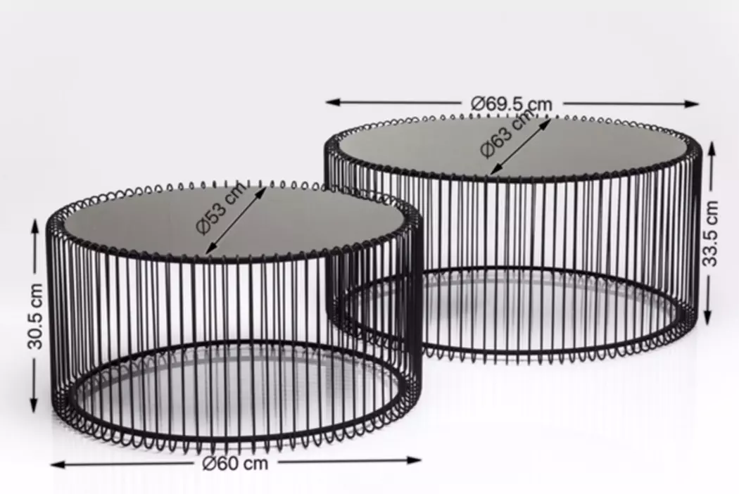 Couchtisch Wire Black 79577 2er Set