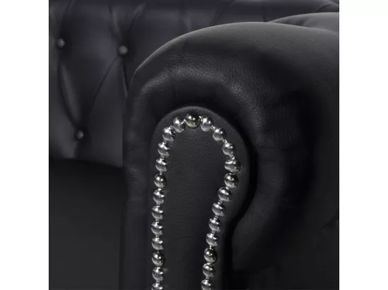Canapé Chesterfield à 3 places cuir synthétique noir