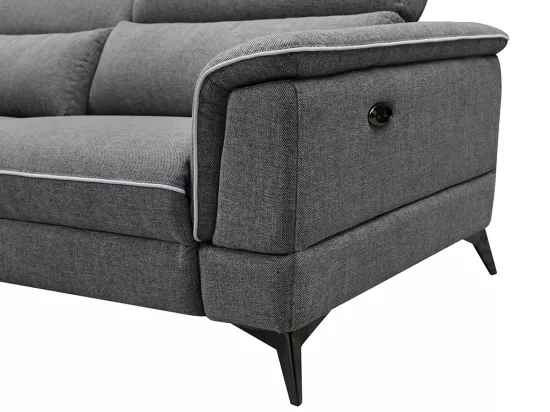Canapé 3 places relax électrique en tissu gris MACARI