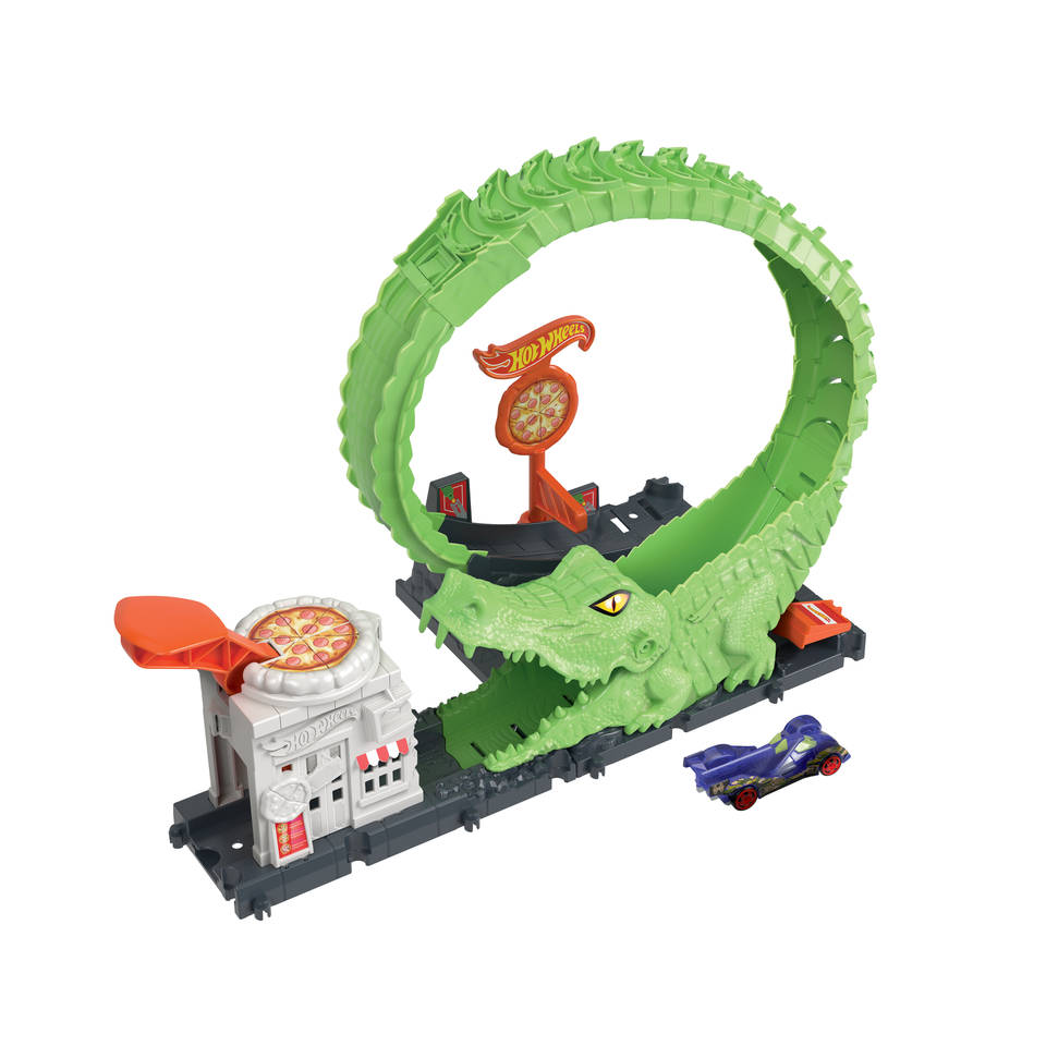Hot Wheels City Looping krokodil in de aanval speelset