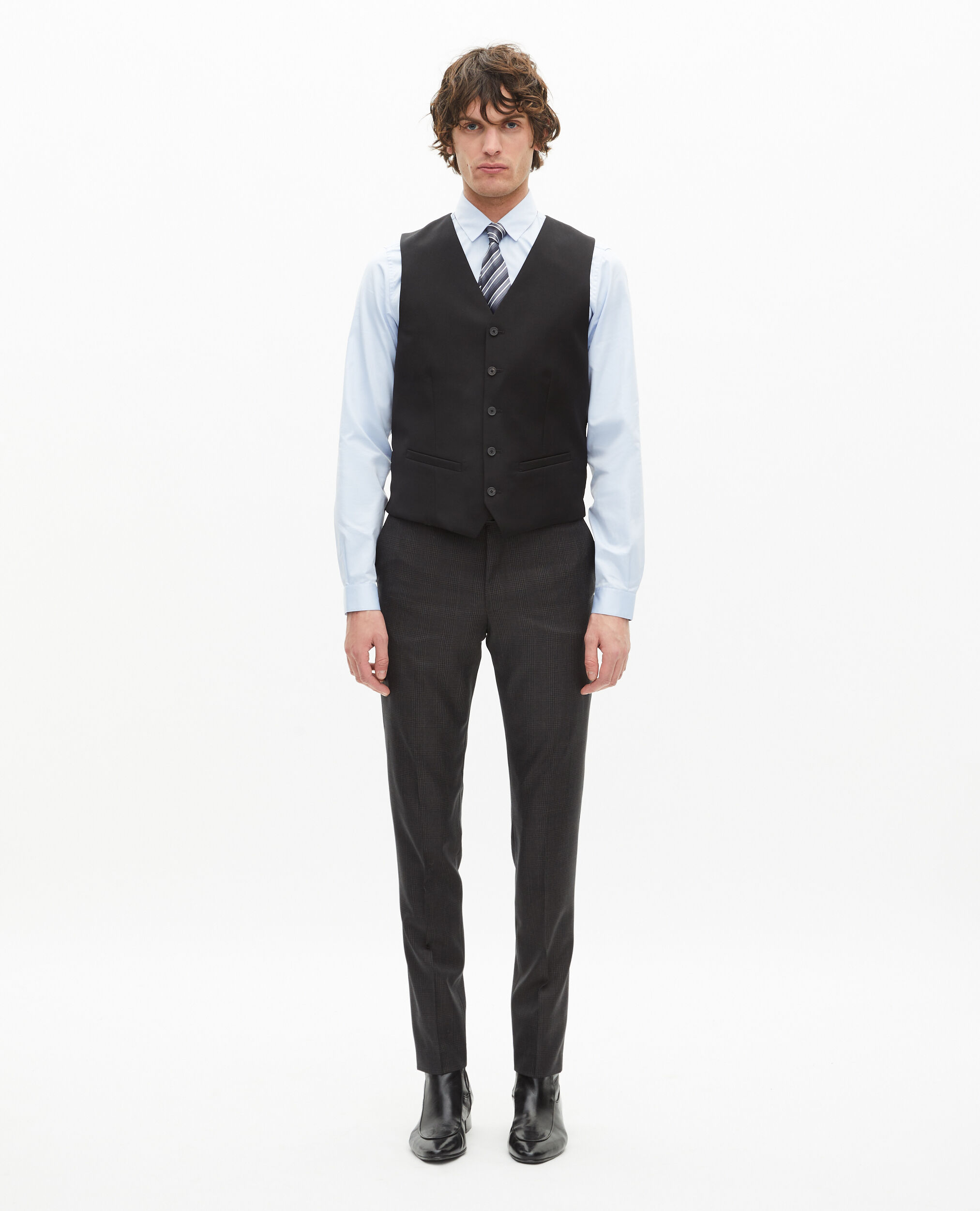 Gilet de costume en laine noir coupe tailleur