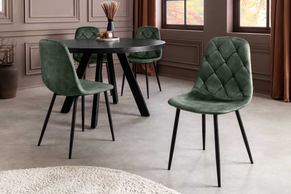 Stilvolles 2er-Set Stühle GLAMM grün Samt schwarze Metallbeine