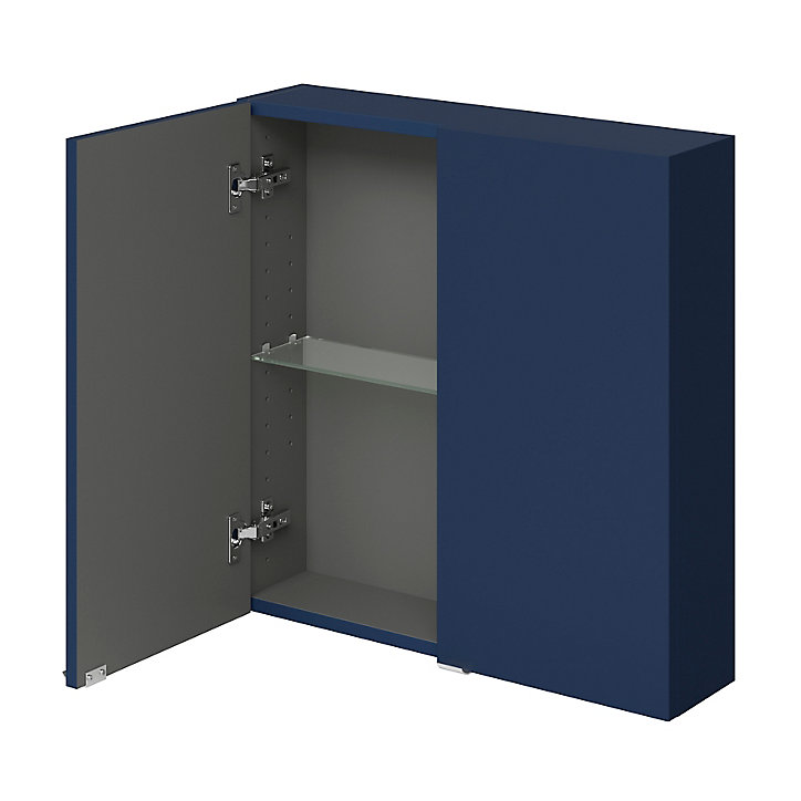 Armoire de salle de bains faible profondeur GoodHome Imandra bleu nuit mat L. 60 x H. 60 x P. 15 cm