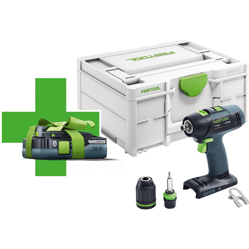 Festool T18+3 Basic accu schroefboormachine (body) + 1x accu 18V Li-ion
