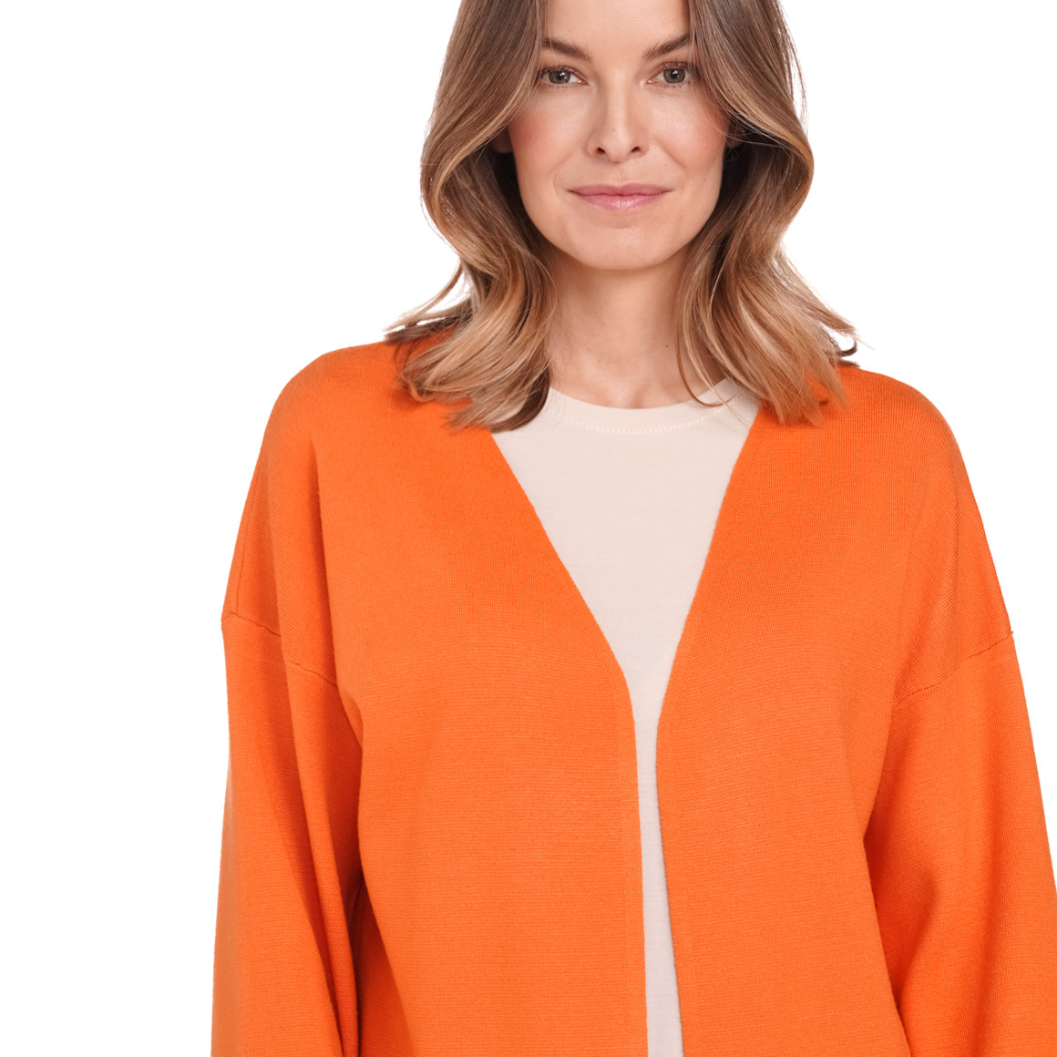 Gina Benotti Damen Strickjacke lang geschnitten orange