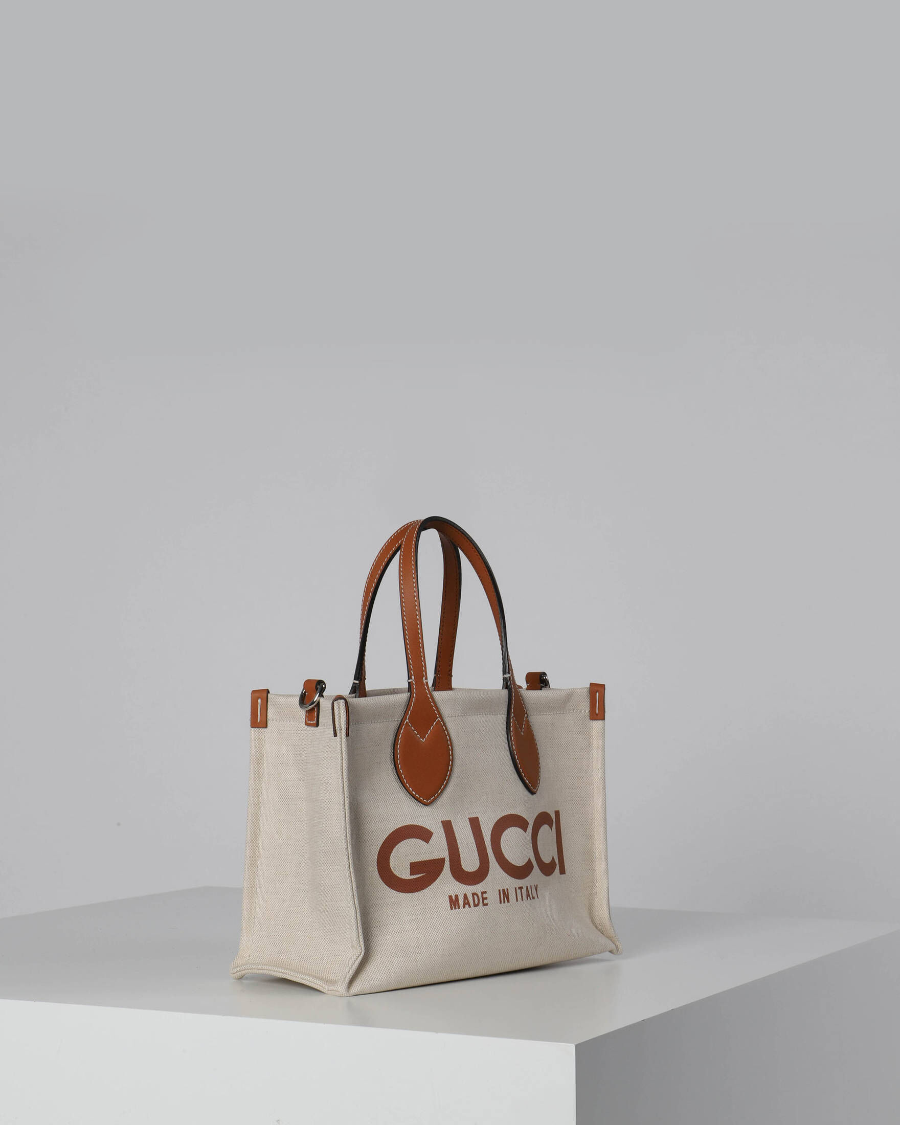 Gucci| Damen Shopper small CANVAS TOTE BAG mit Leder-Details und Pouch