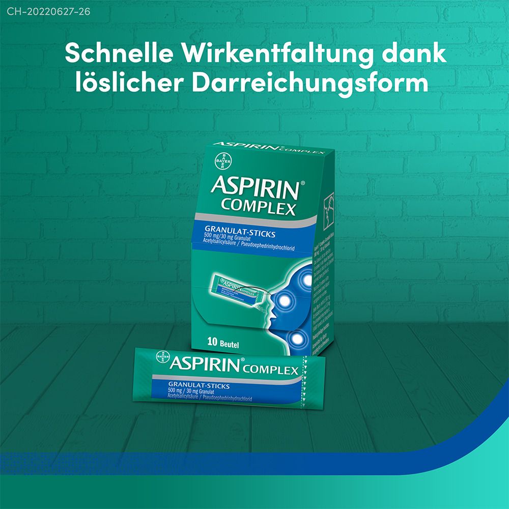 Aspirin® Complex Granulat-Sticks bei Schnupfen mit Schmerzen und Fieber