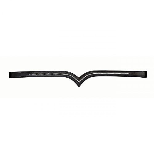 Painel frontal em forma de V em couro preto Kincade com strass.