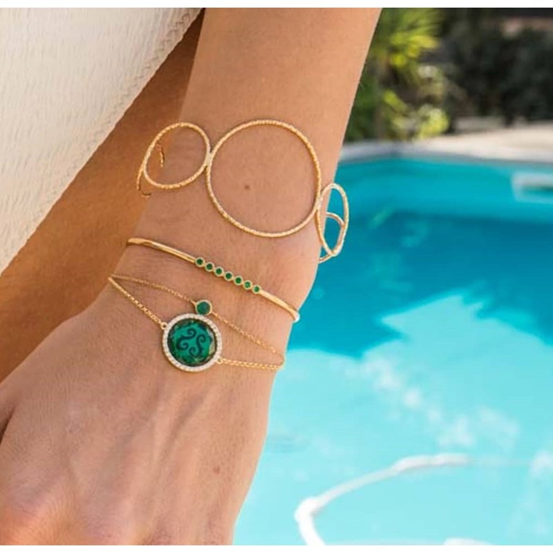Bracelet Jonc Argent Vertu Rose Marine Lapis