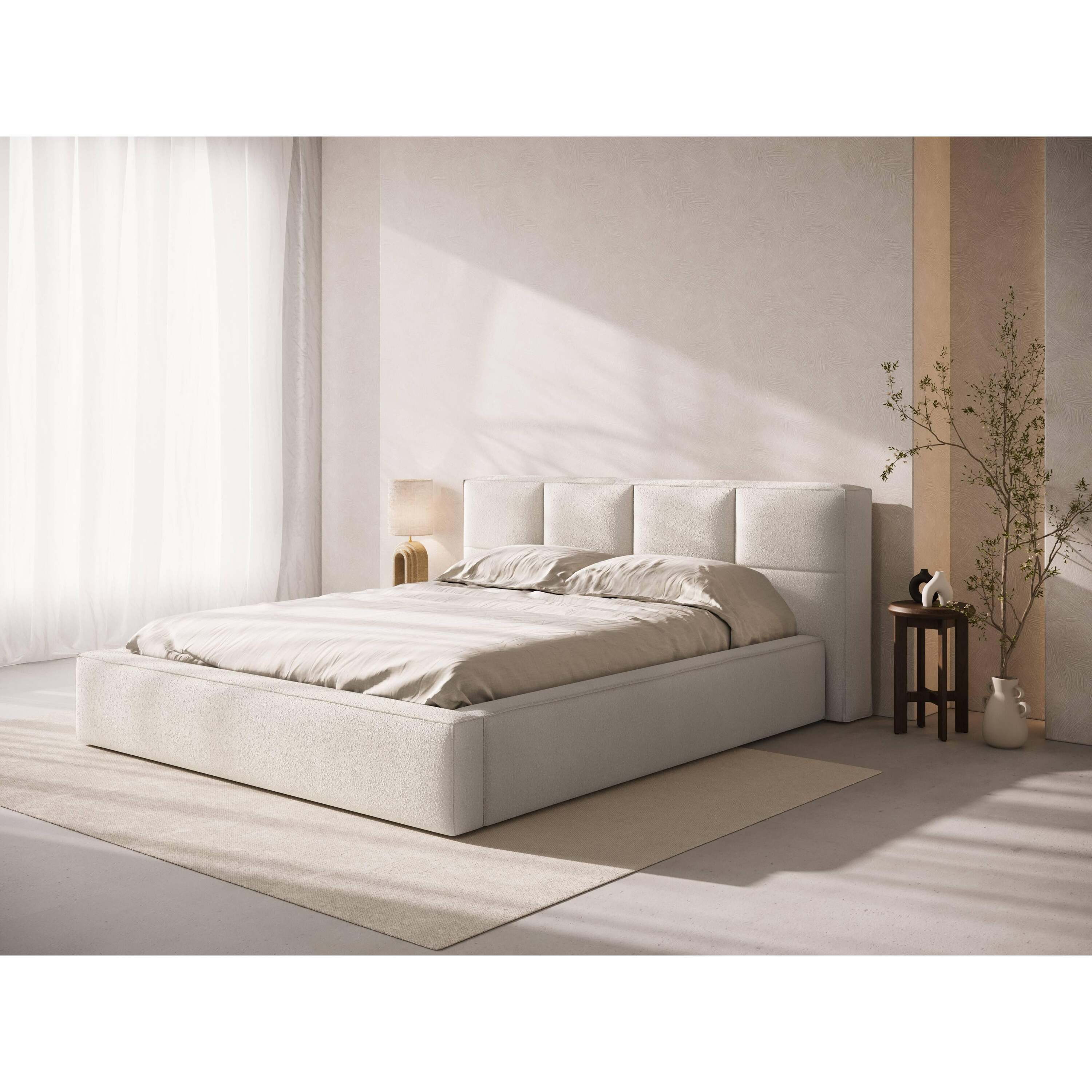 Micadoni Bedframe met opbergvak Simon 180x200 bouclé