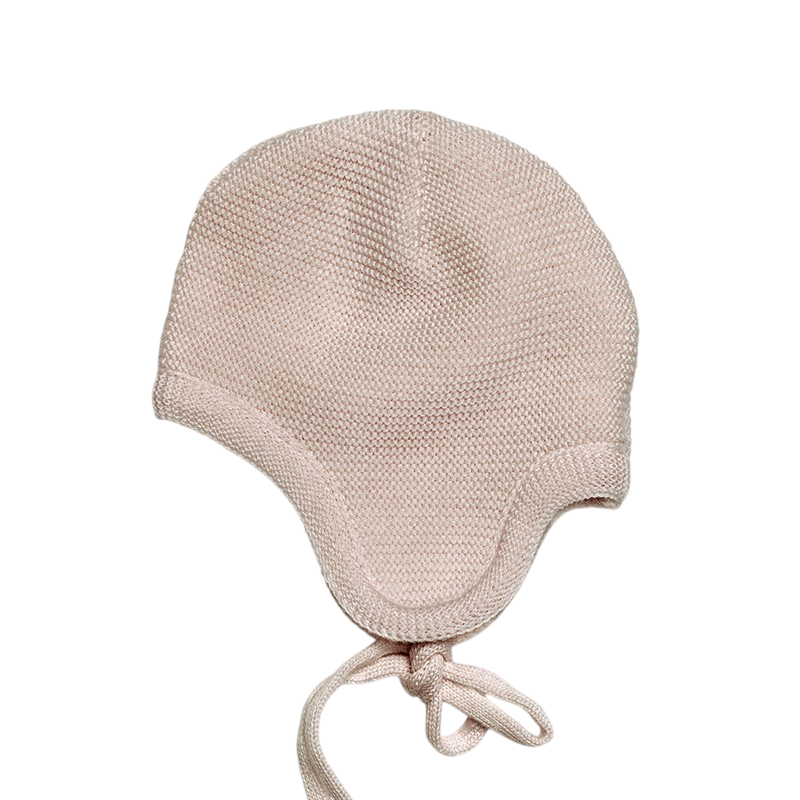 Mütze Merinowolle mit Ohren beige-mélange