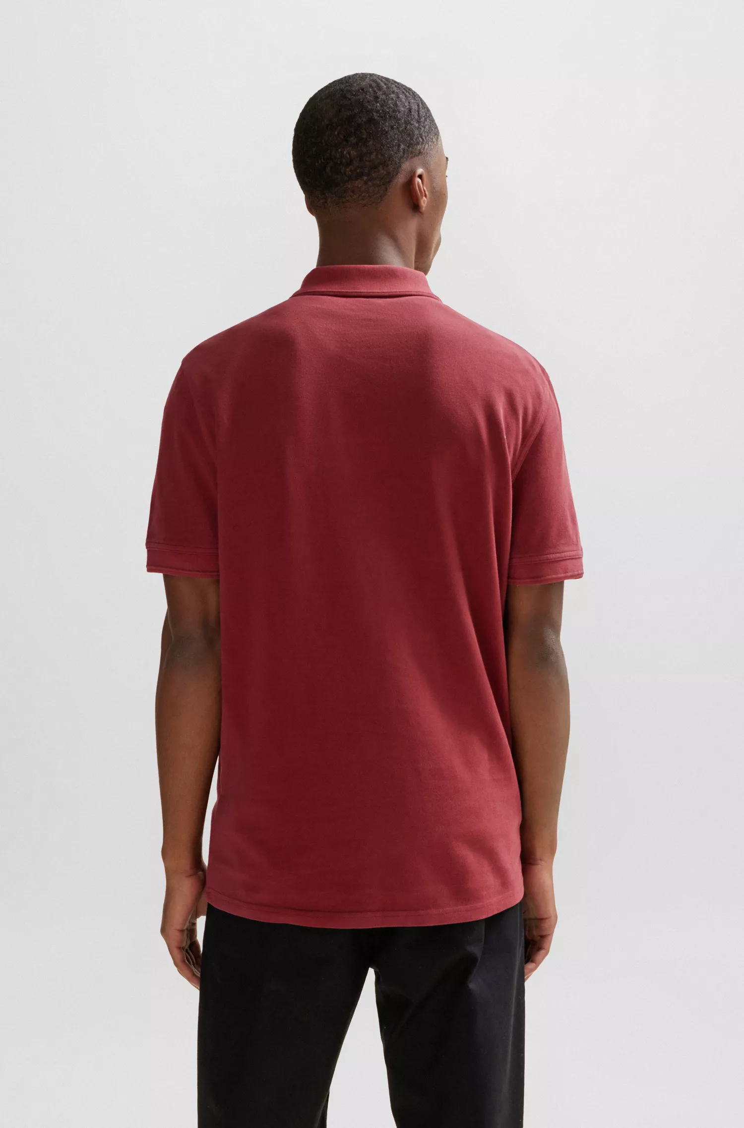 Camisa polo BOSS laranja em piqué de algodão com estampa do logotipo