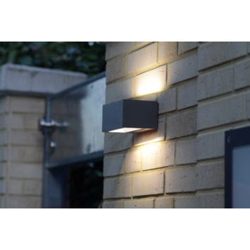 Lutec buitenlamp Gemini antraciet 2-lichts klein