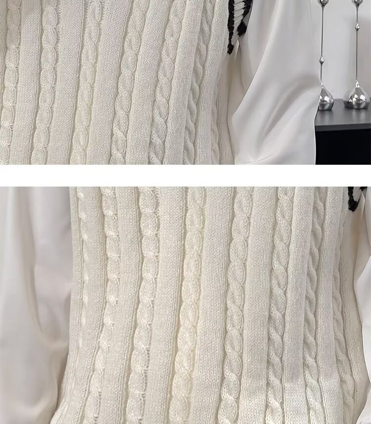Sinlarity - V-hals kabelgebreid vest