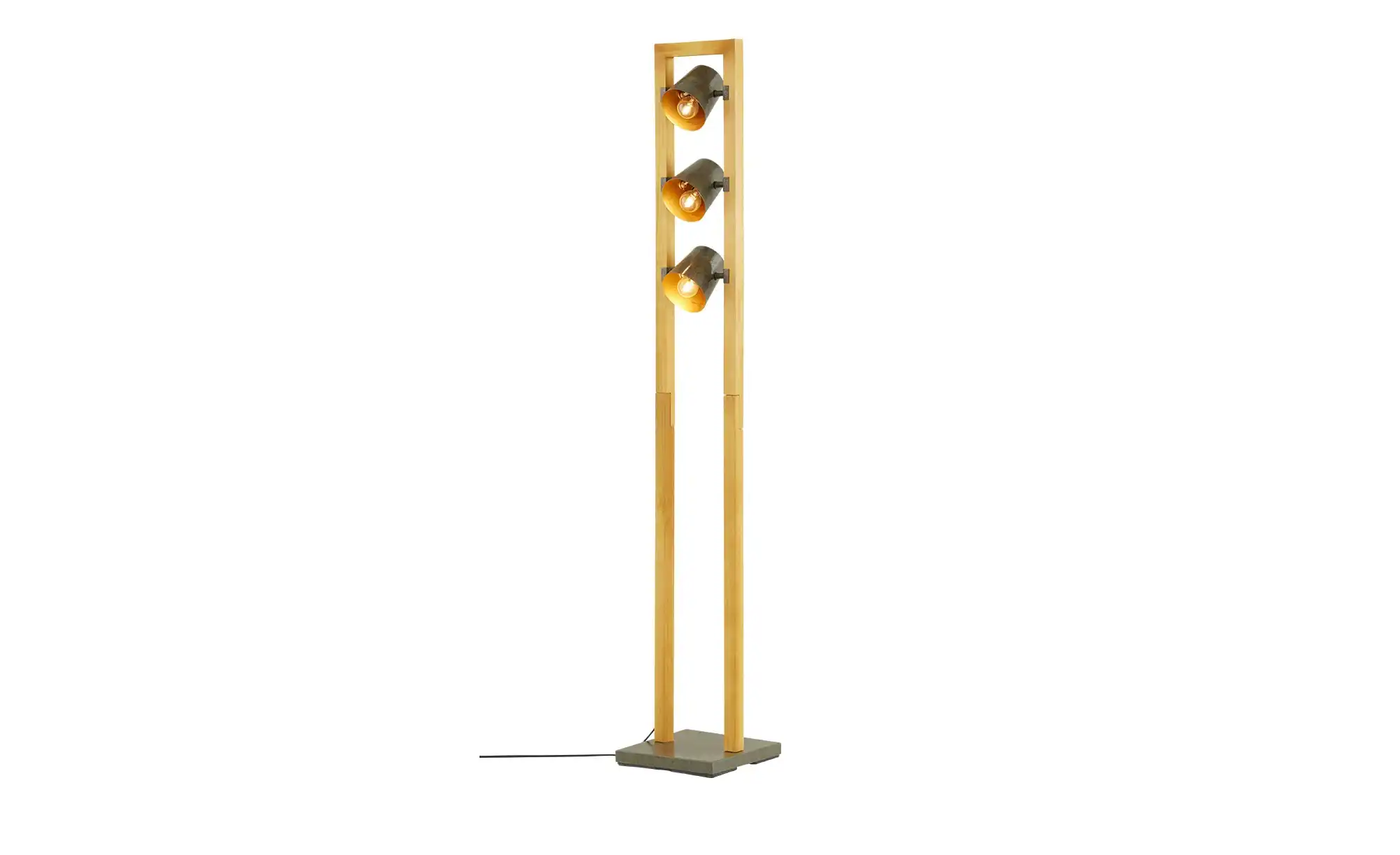 Trio Stehleuchte, 3-flammig, Nickel antik/Pinienholz